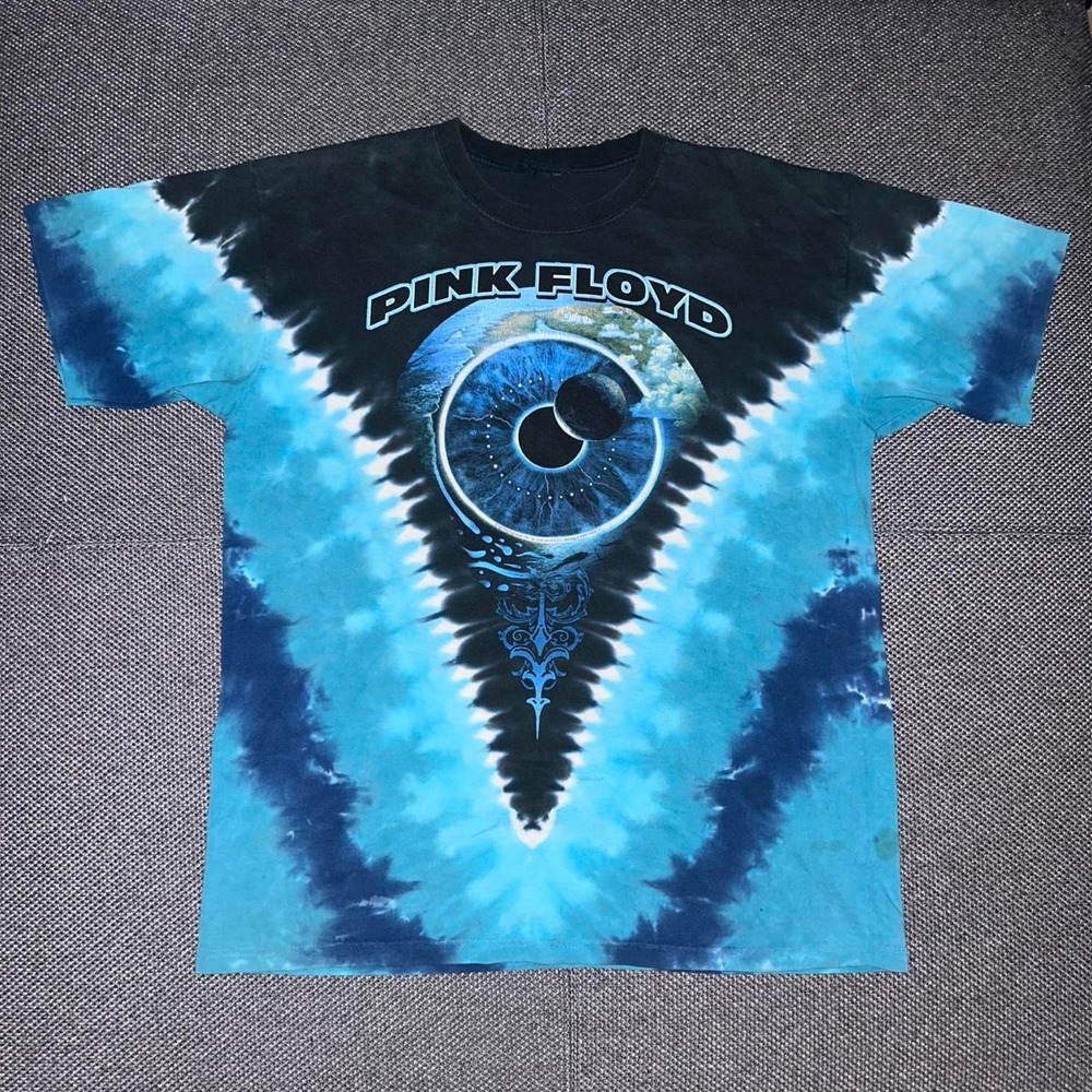 Vintage Y2K Liquid Blue Pink Floyd 'Pulse' Tie Dye Band Grunge T Shirt Large